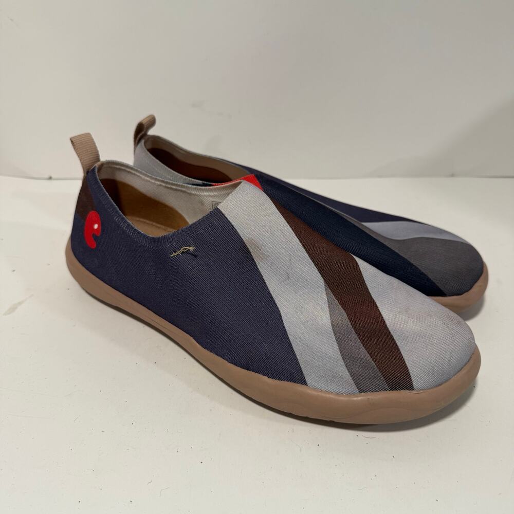 UIN Artistic Loafers Slip On‎ Knit Upper Comfort Blue Green 10.5
